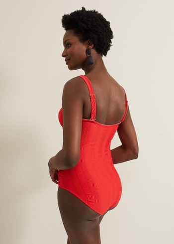 Phase Eight Textured Plain Ring Detail Swimwear Red Australia | TM3168409